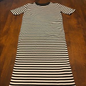 Gap Black White Striped Ribbed Bodycon Maxi Dress